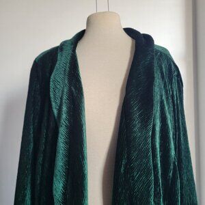 NWT Eloquii Women’s Velvet Dark Emerald Green Blazer with Belt (Size: 22)